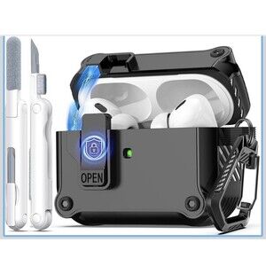 R-fun for AirPods Pro 2 Case Cover w/Lock & Cleaning Kit, Keychain, Magnetic Lid